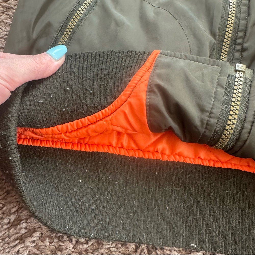Rothschild Brown Green Bomber Jacket Youth embroidered floral M 10 12 $72 - Picture 7 of 10